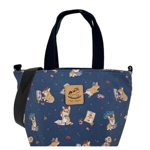 Waterproof Corgi Artist Crossbody Convertible Handbag Mini Travel Tote W/ Strap
